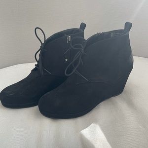 Black wedge booties